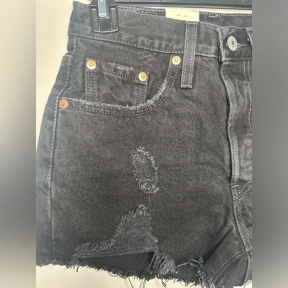 Levi’s 501 Original Fit High Rise Distressed Shorts Sz 24 - Picture 5 of 11